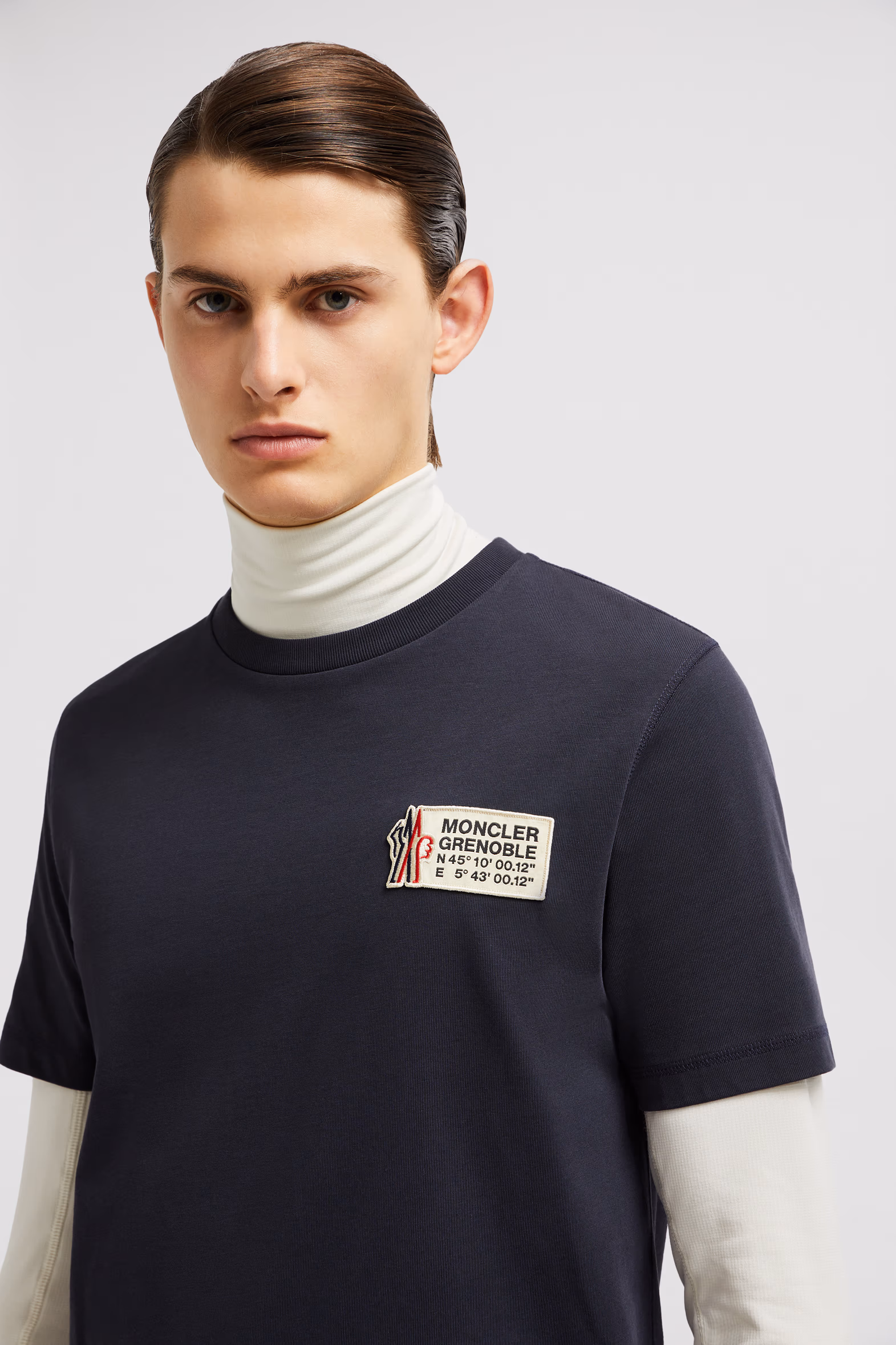 Camiseta de algodón con parche con logotipo Hombre Azul oscuro Moncler 4